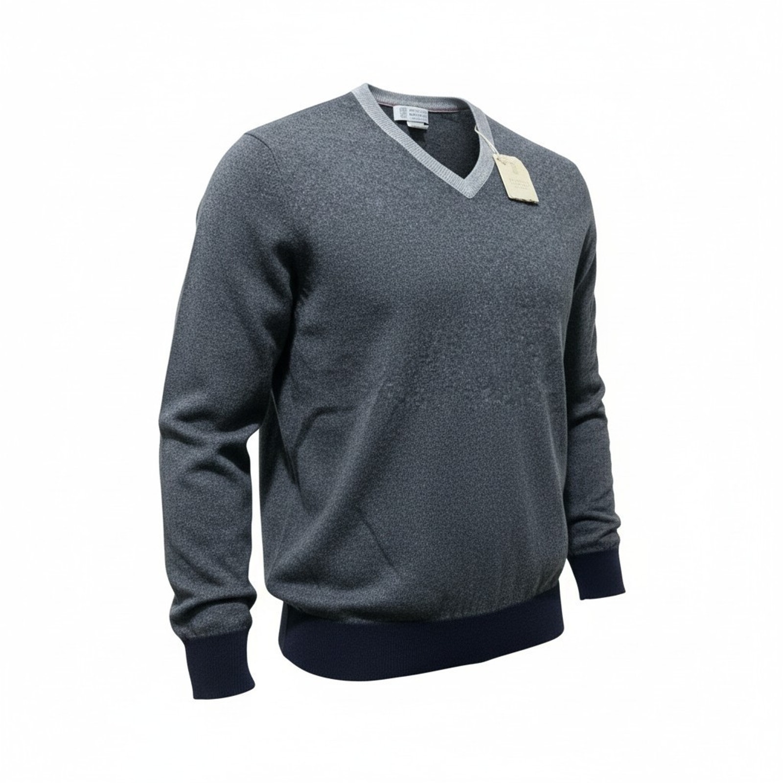 Nwt Brunello Cucinelli Sweater Men Xl Dark Gray Pure Cashmere V Neck Italy $1500